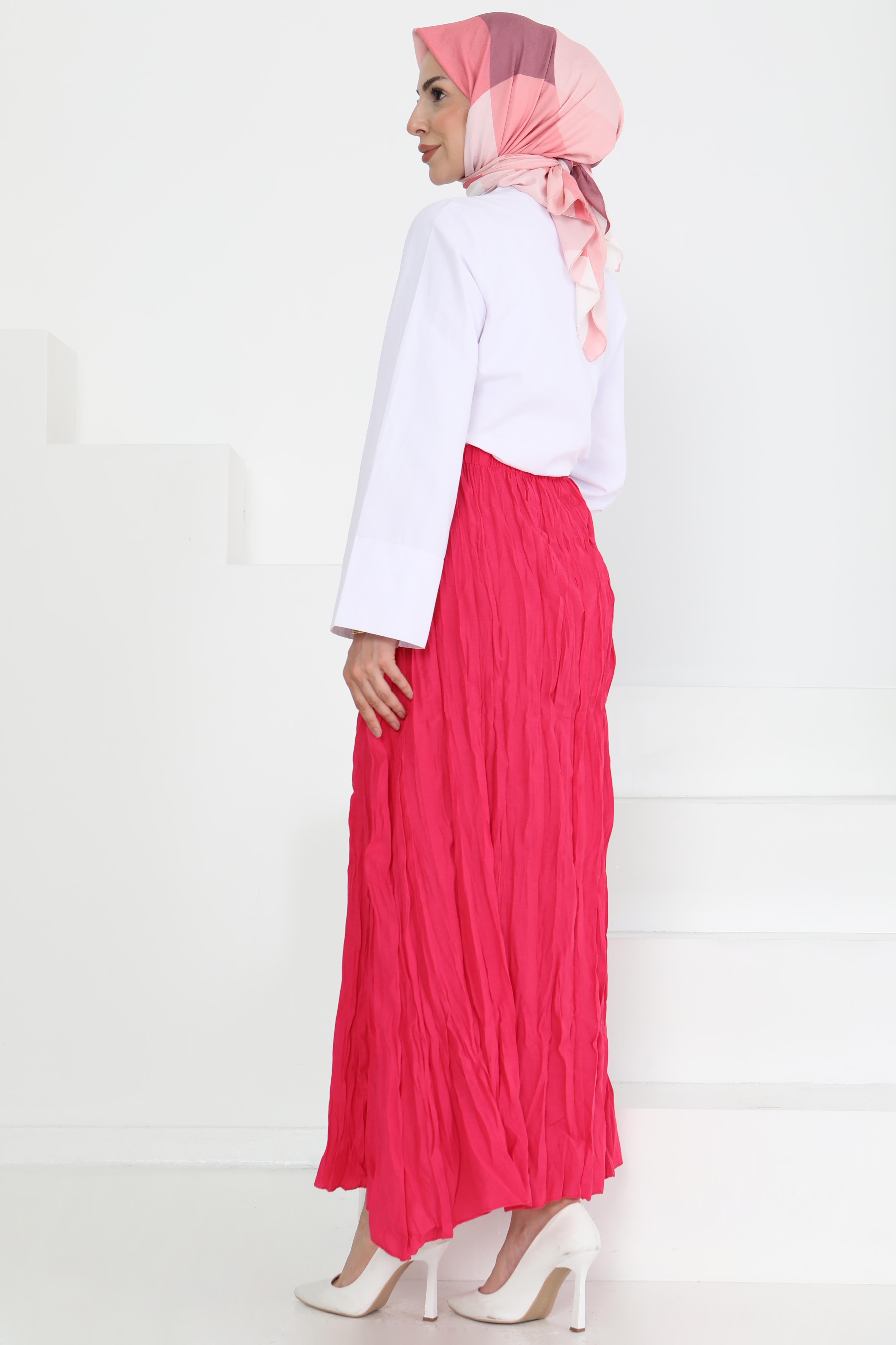 Beli Lastikli Kırışık Etek - 27013 - 5