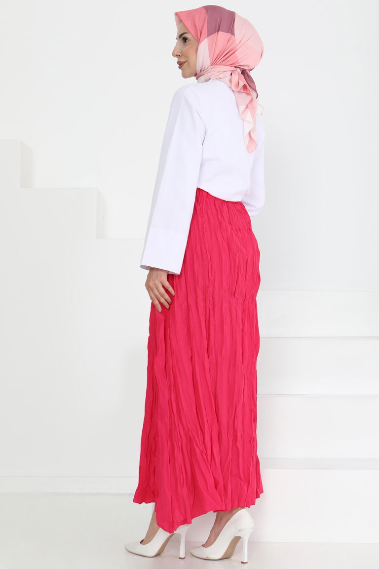 Beli Lastikli Kırışık Etek - 27013 - TOFİSA