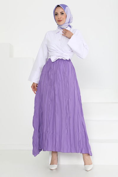 Beli Lastikli Kırışık Etek - 27013 
