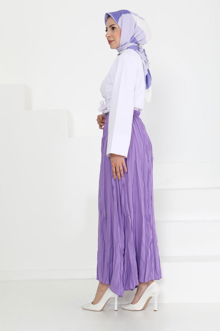 Beli Lastikli Kırışık Etek - 27013 - TOFİSA