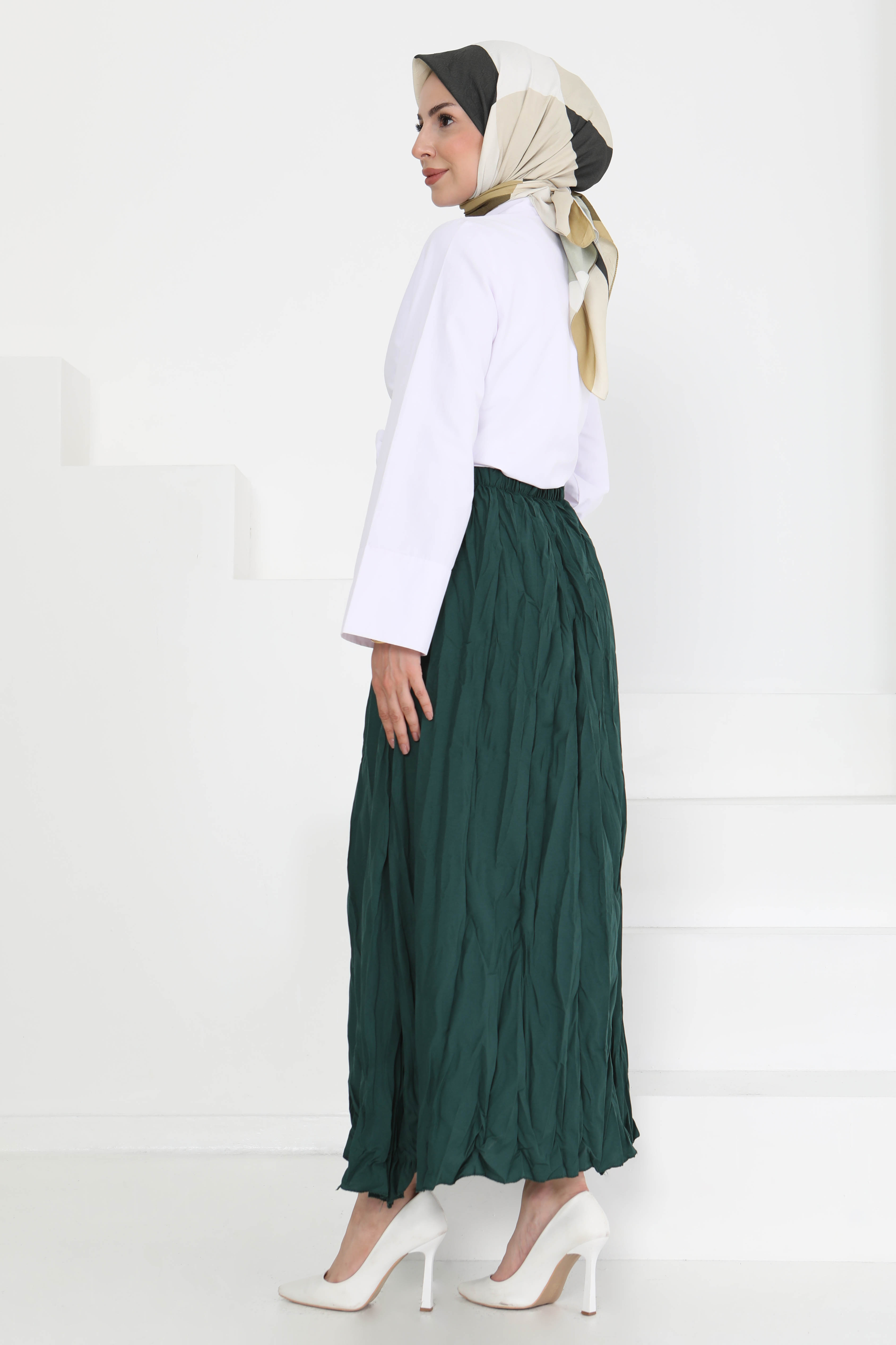 Beli Lastikli Kırışık Etek - 27013 - 7