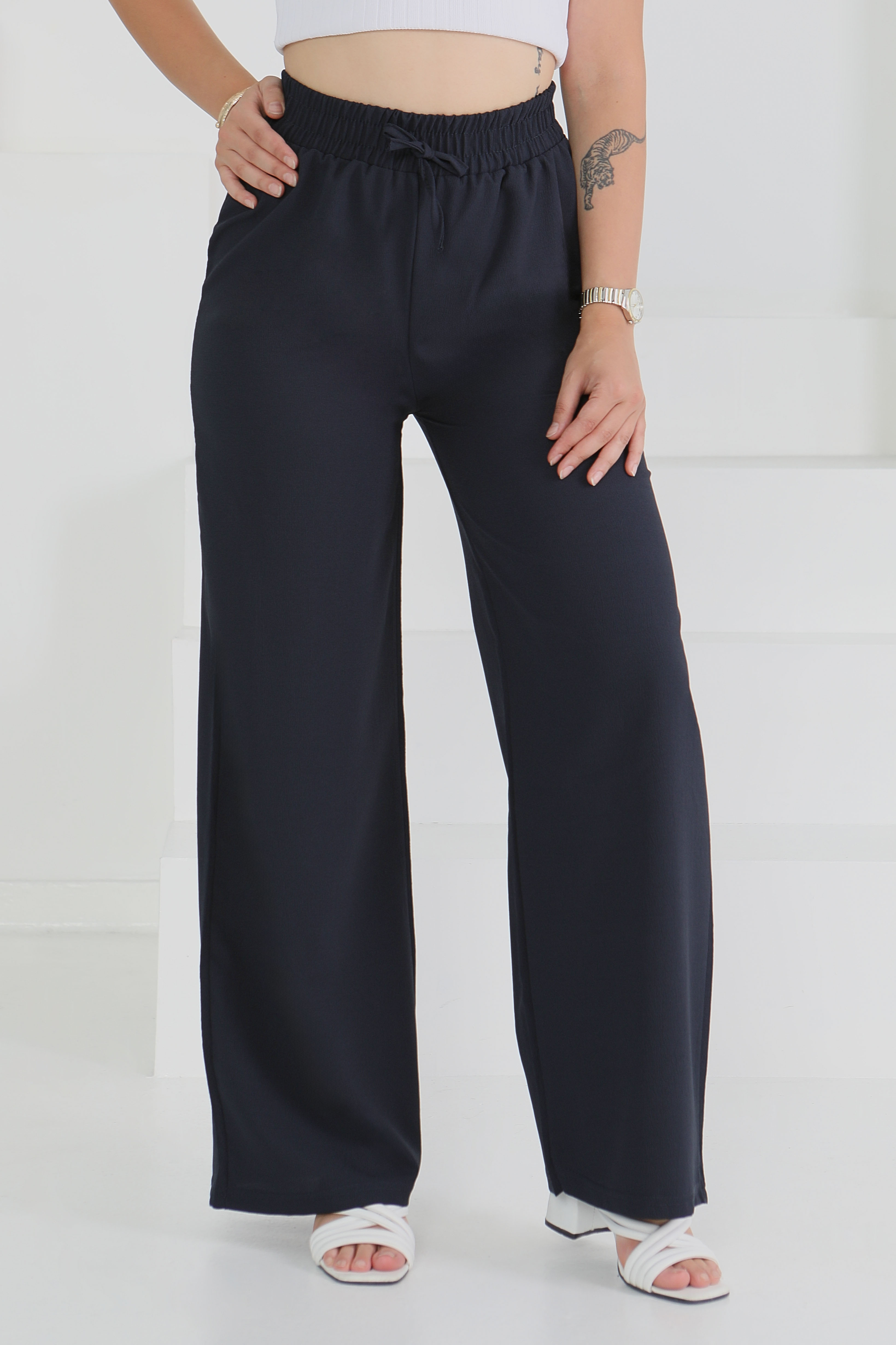 Beli Lastikli Pantolon Lacivert - 27074 - 3