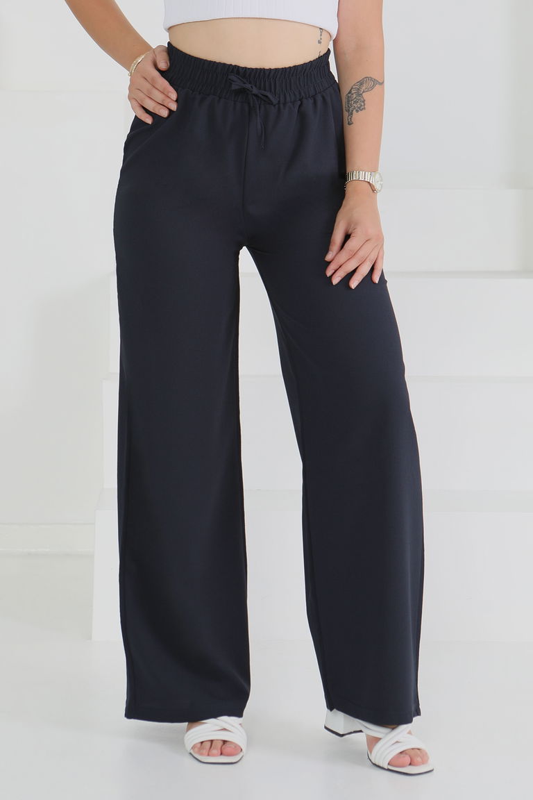 Beli Lastikli Pantolon Lacivert - 27074 - TOFİSA
