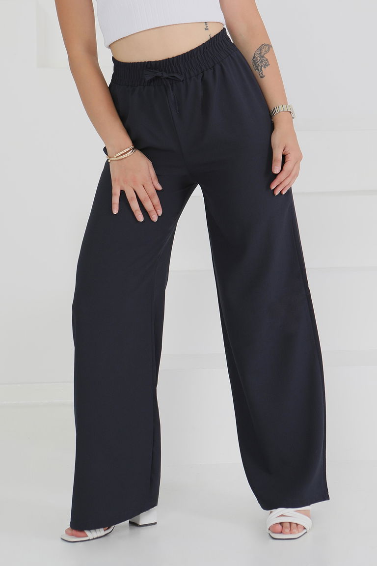 Beli Lastikli Pantolon Lacivert - 27074 - TOFİSA