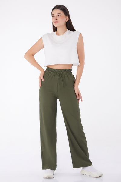 Beli Lastikli Pantolon Haki - 27074 