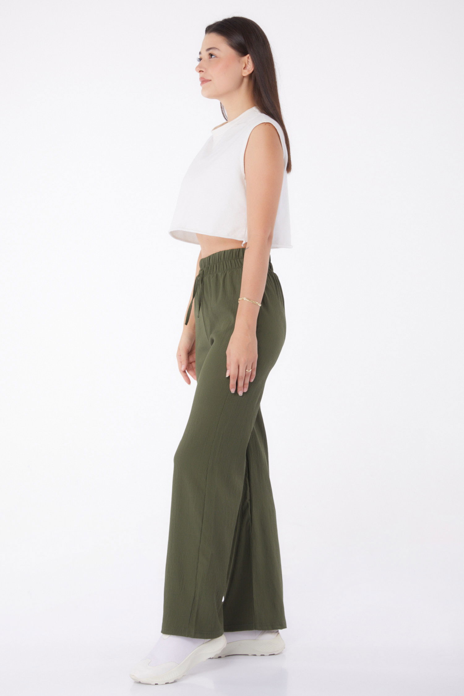 Beli Lastikli Pantolon Haki - 27074 - 3