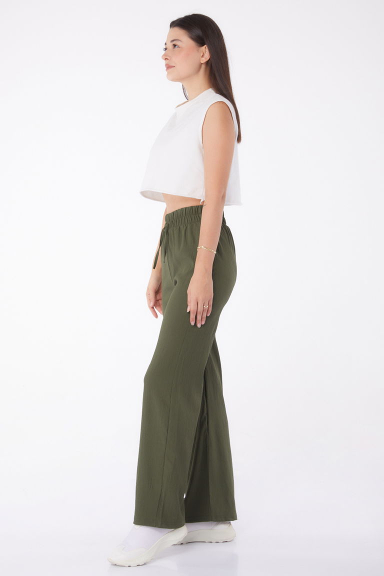 Beli Lastikli Pantolon Haki - 27074 - TOFİSA