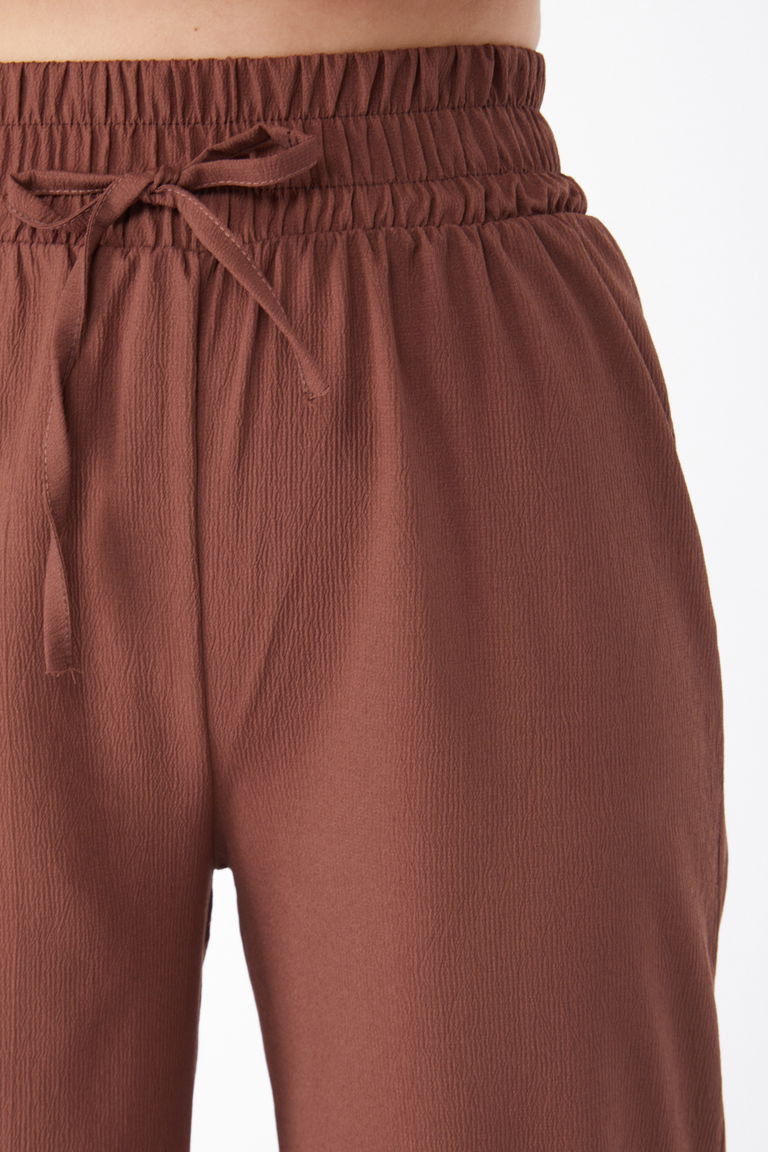 Beli Lastikli Pantolon Kahve - 27074 - TOFİSA