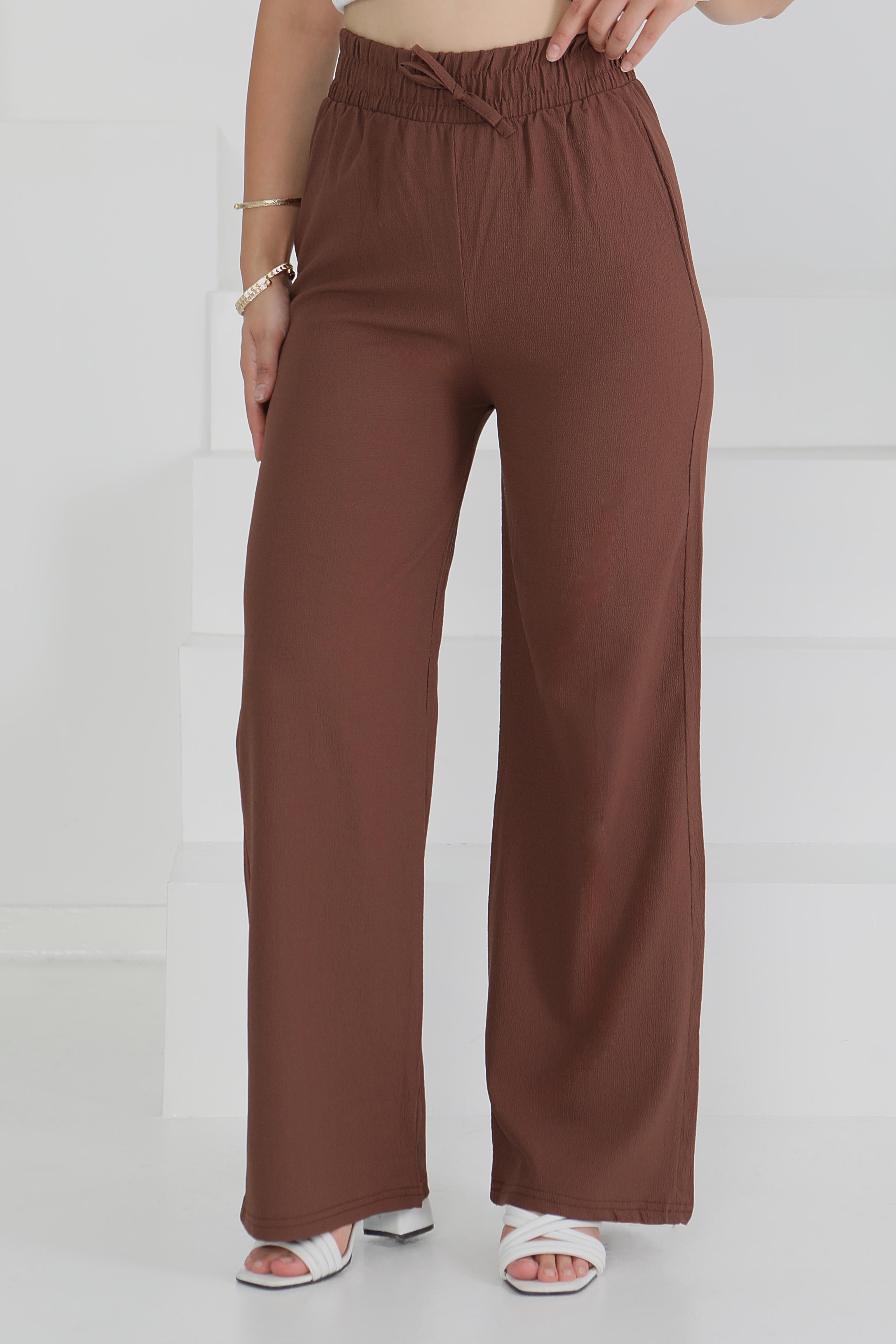 Beli Lastikli Pantolon Kahve - 27074 - 1