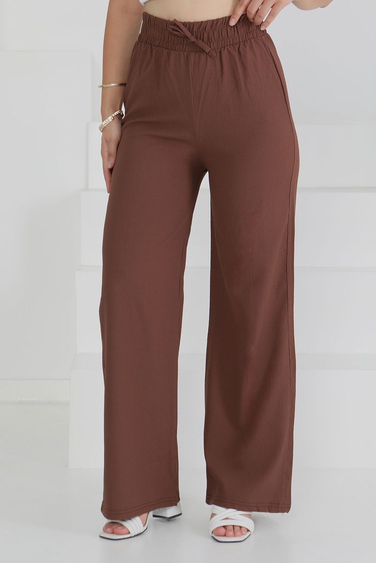Beli Lastikli Pantolon Kahve - 27074 - TOFİSA