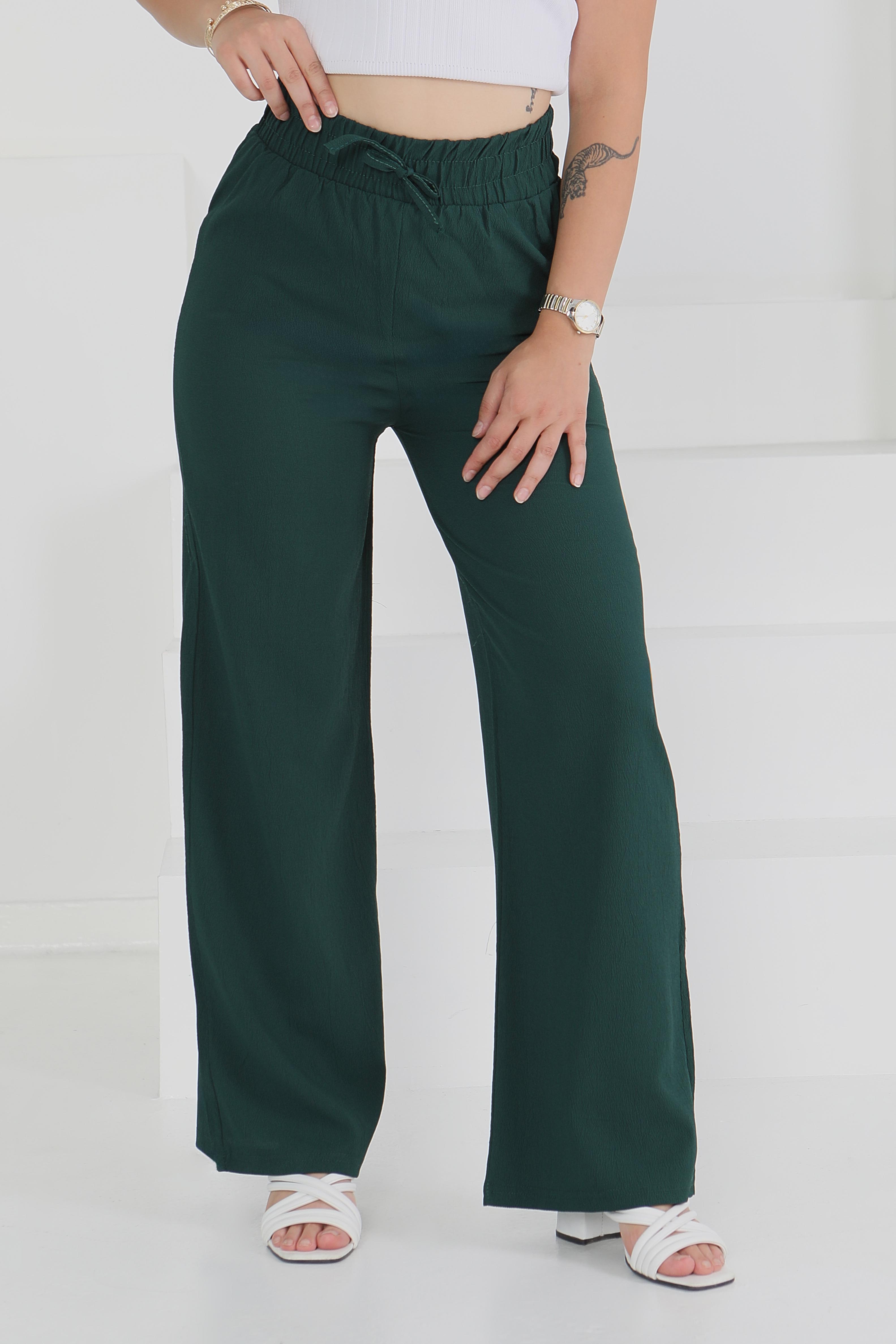 Beli Lastikli Pantolon Zümrüt - 27074 - 3