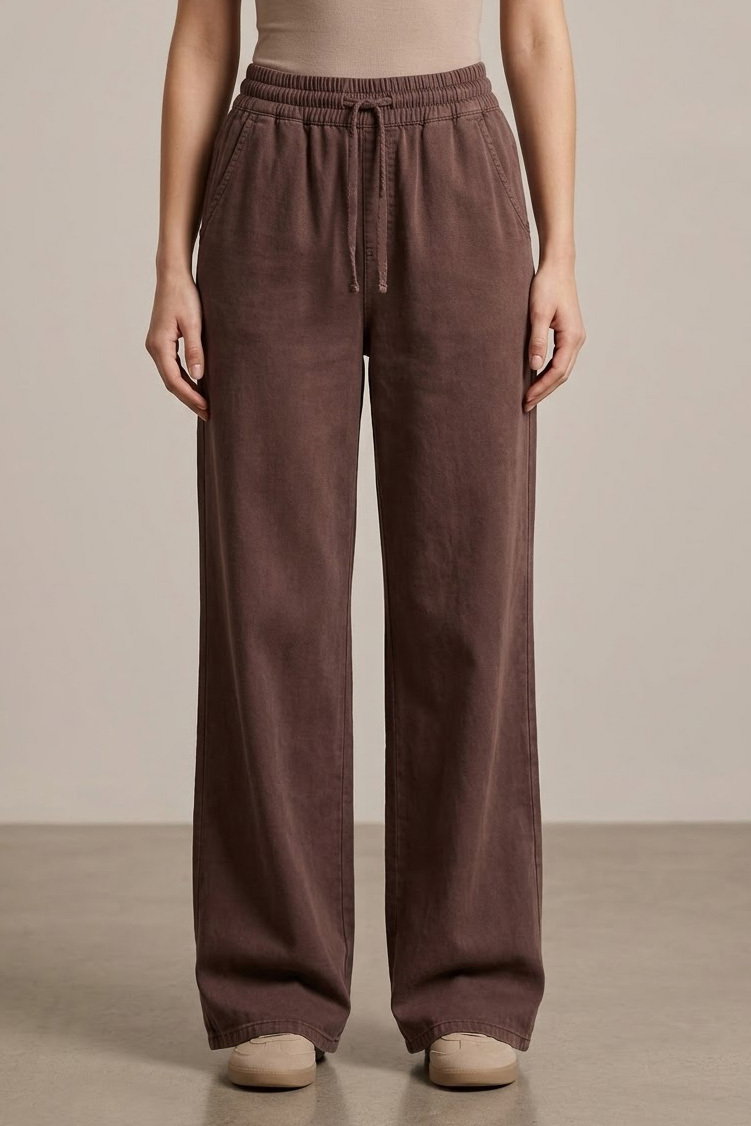 Beli Lastikli Tensel Pantolon Kahve - 28707-KAHVE - 2
