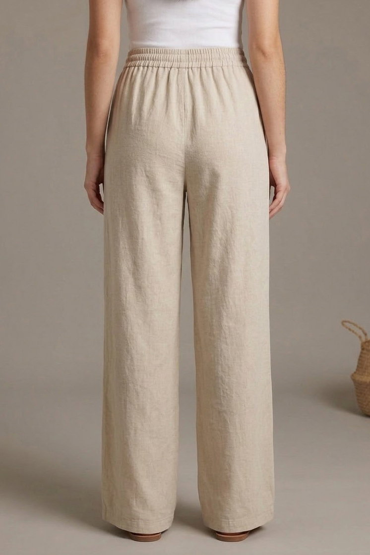 Beli Lastikli Tensel Pantolon Krem - 28707-KREM - 3