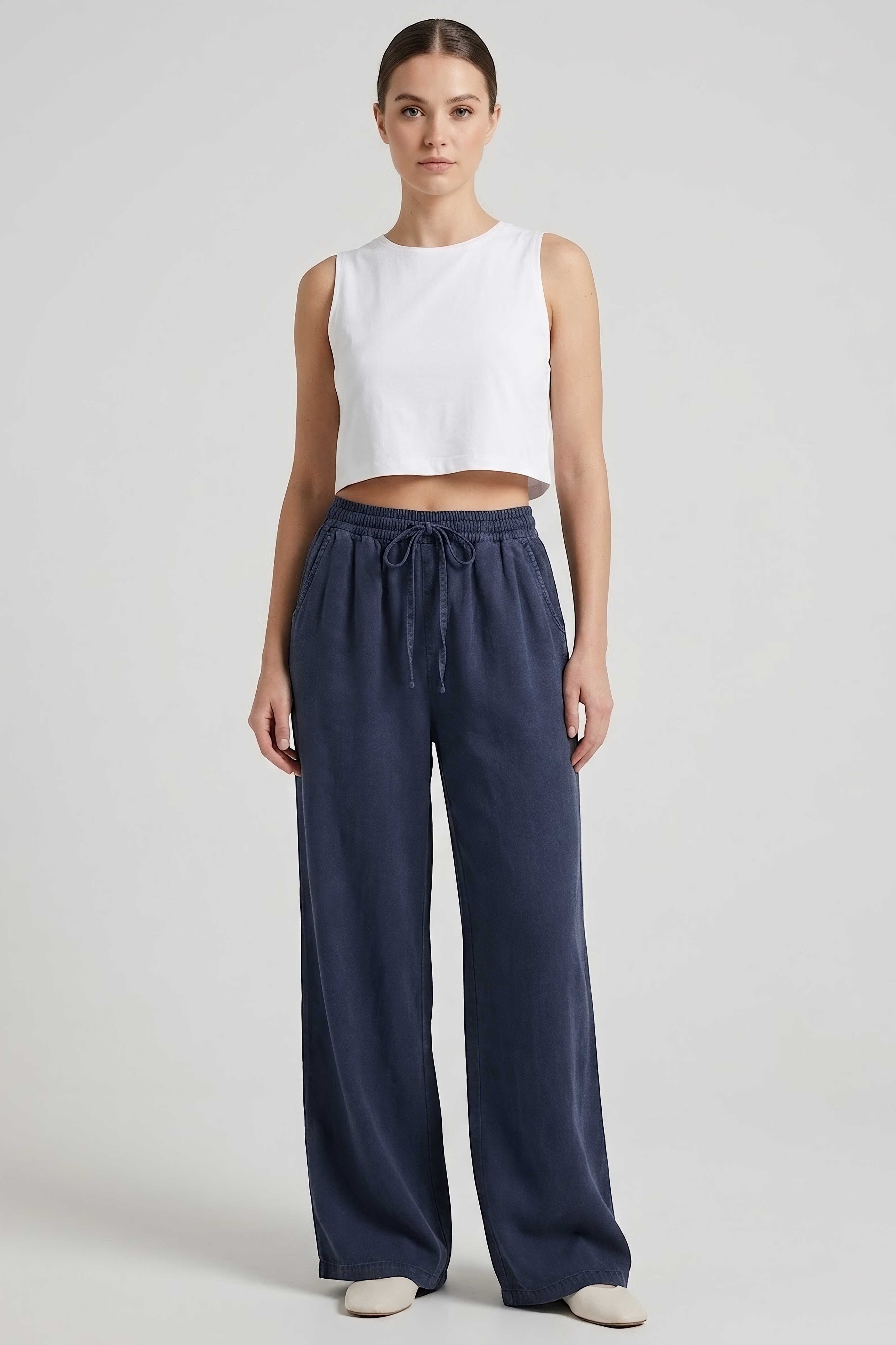 Beli Lastikli Tensel Pantolon Lacivert - 28707-LACIVERT - 1