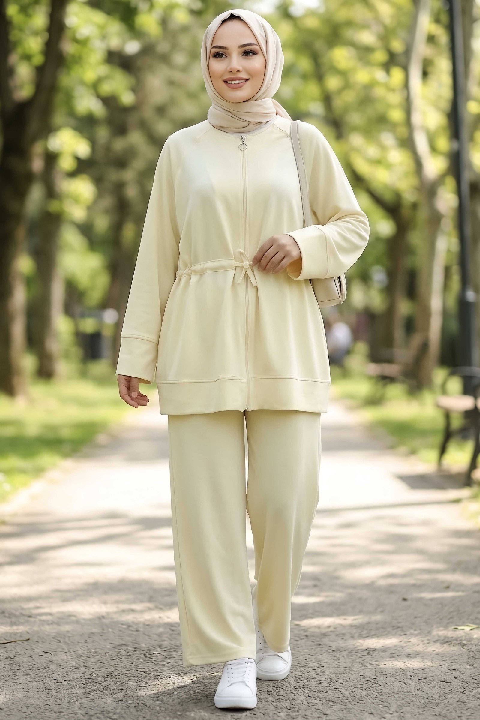 Beli Tünel Detaylı Oysh Modal Takım Sari - 29158-SARI - 1