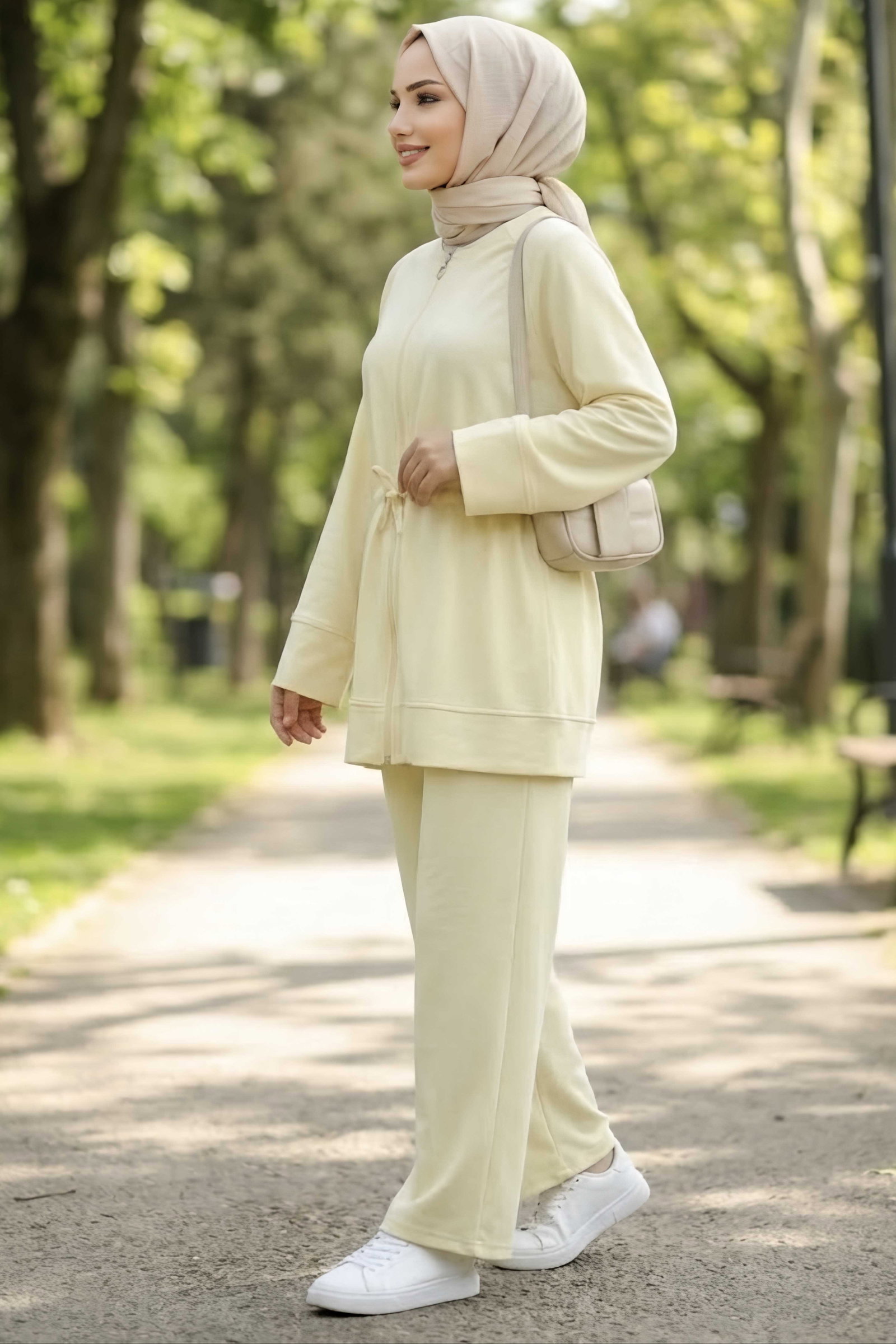 Beli Tünel Detaylı Oysh Modal Takım Sari - 29158-SARI - 2