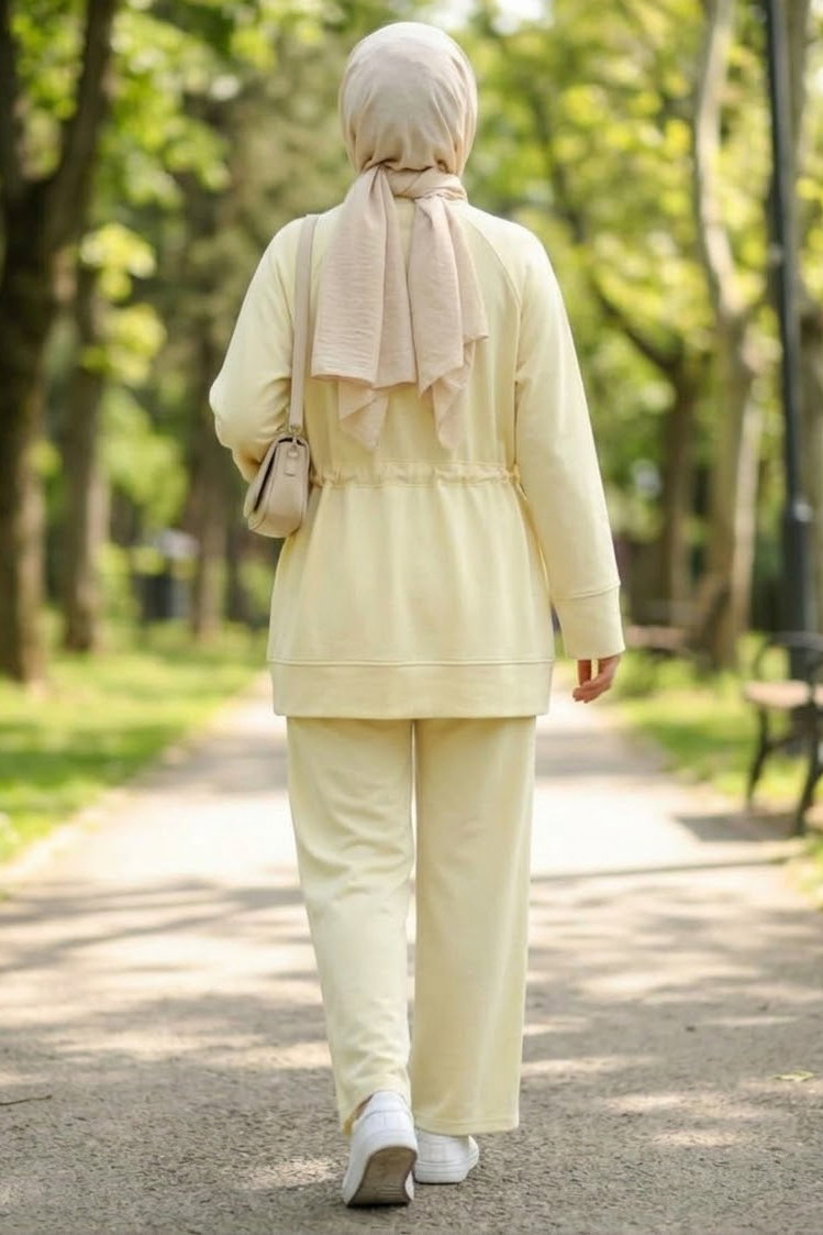 Beli Tünel Detaylı Oysh Modal Takım Sari - 29158-SARI - 3