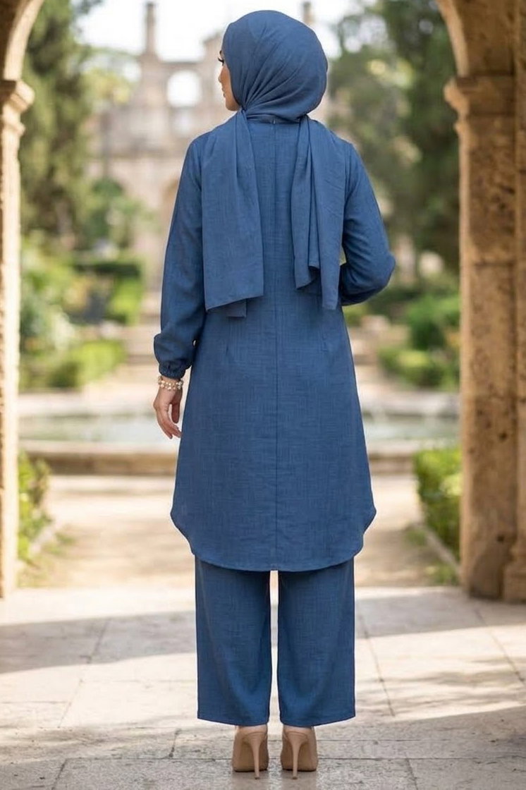Bileği Lastik Detaylı İkili Takım Indigo - 1341-INDIGO - 3