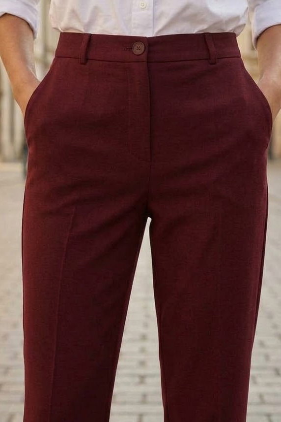 Bilekte Kumaş Pantolon Bordo - 29102-BORDO - 3