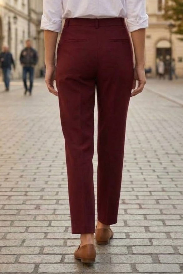 Bilekte Kumaş Pantolon Bordo - 29102-BORDO - 4