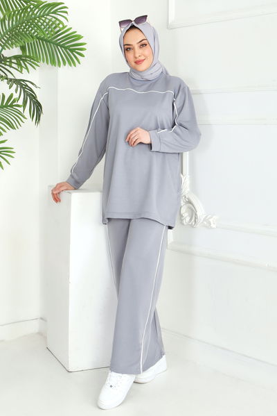 Biye Detaylı İkili Takım - 2058-GRI 