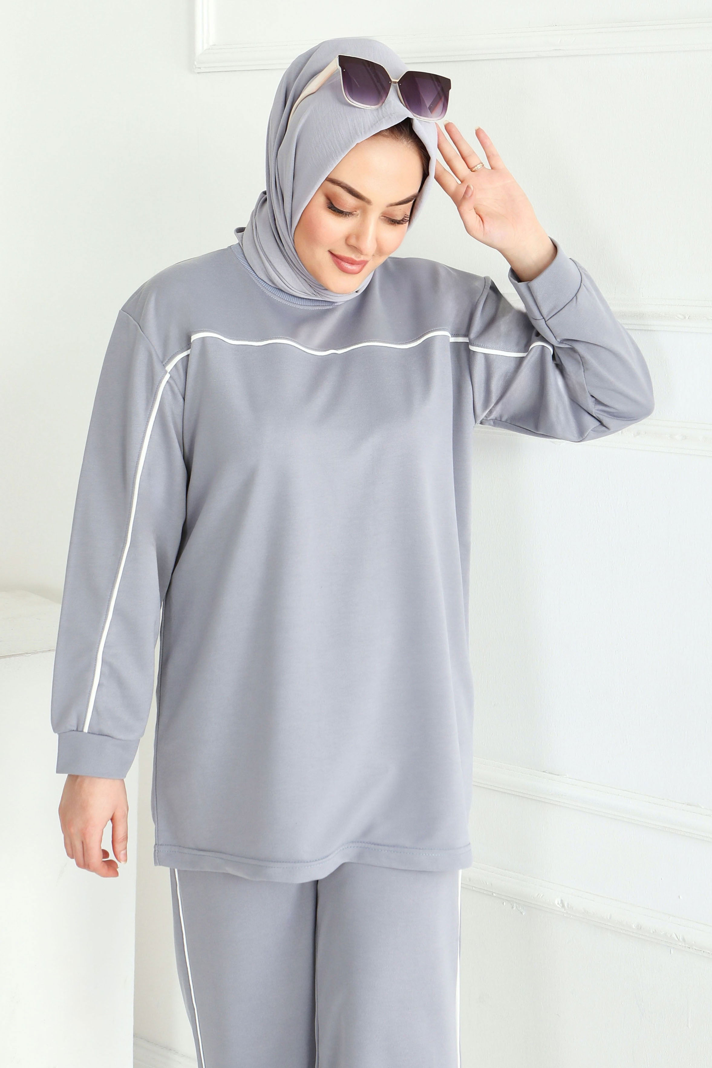 Biye Detaylı İkili Takım - 2058-GRI - 2