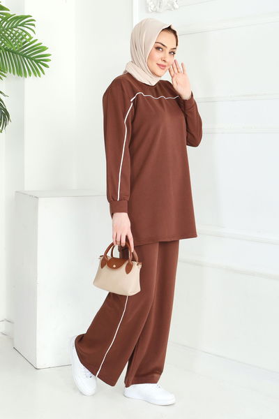 Biye Detaylı İkili Takım - 2058-KAHVE 