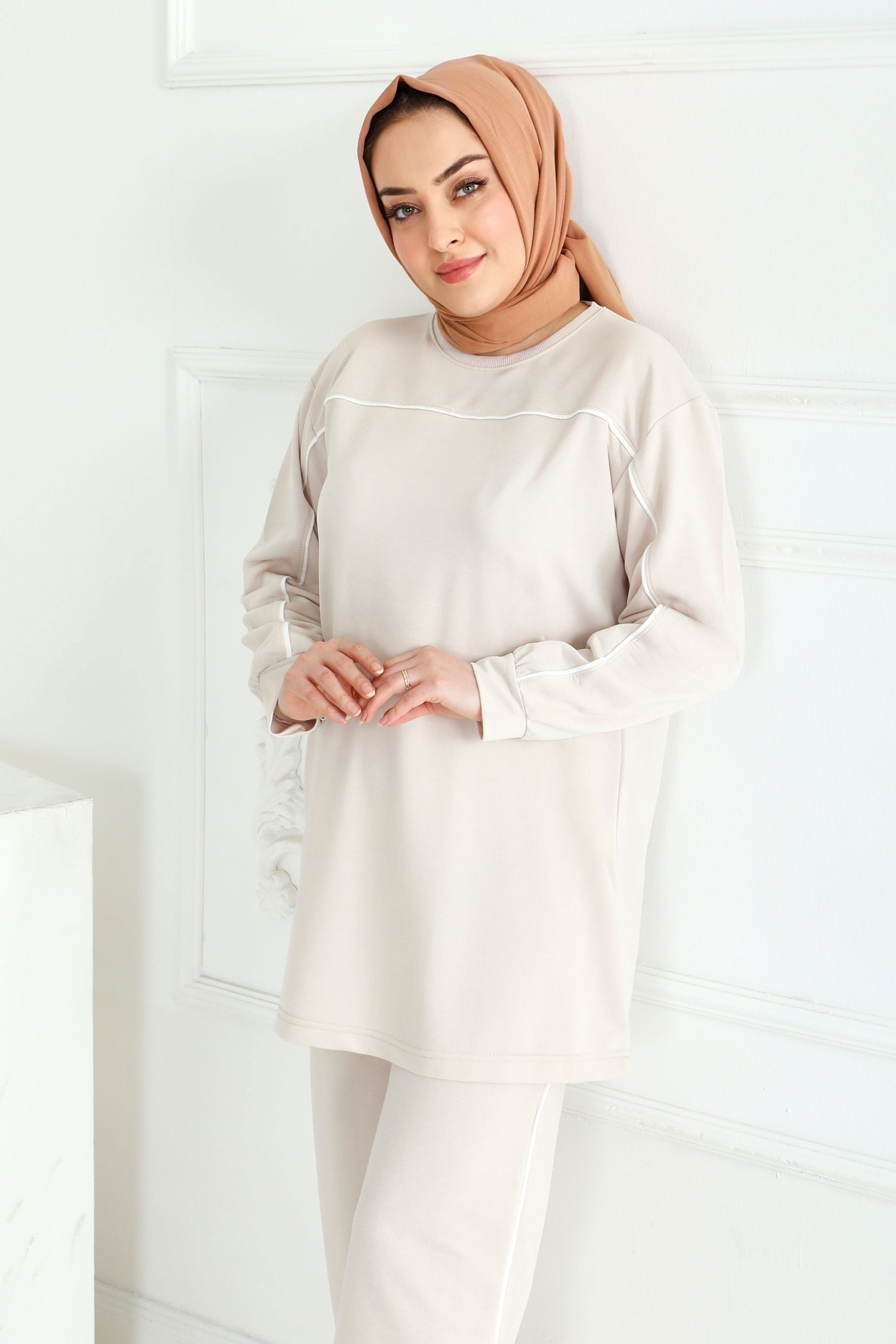 Biye Detaylı İkili Takım - 2058-KREM - 3