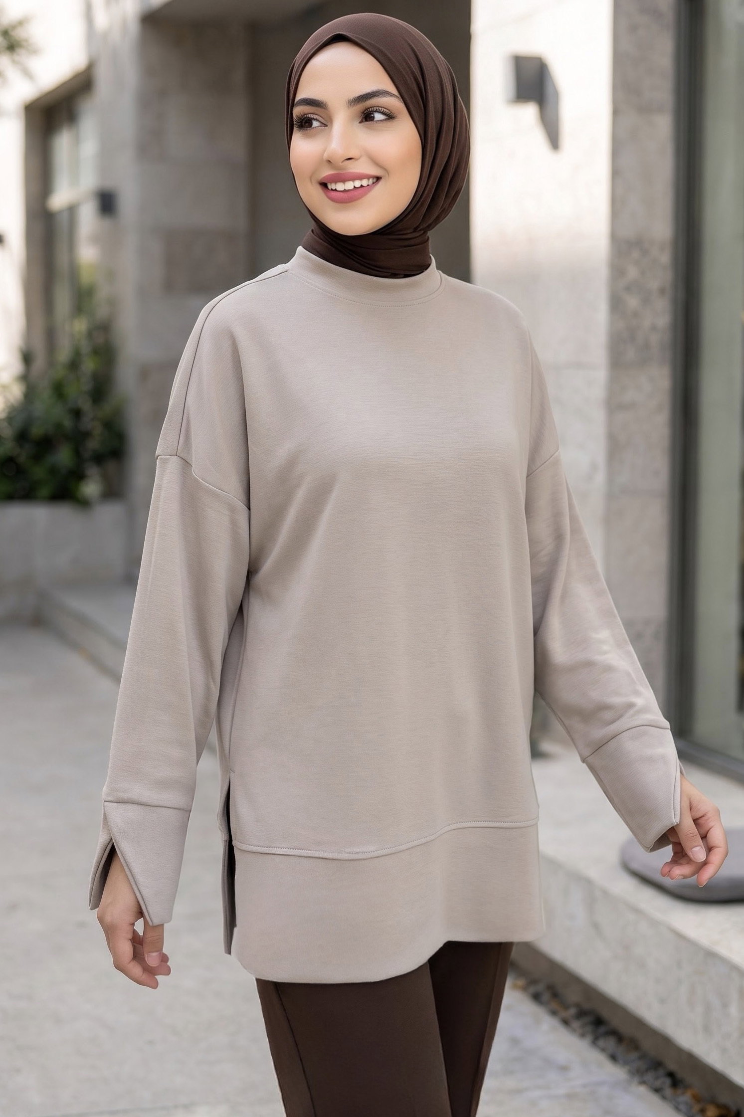 Biye Detaylı Oysh Modal Tunik Krem - 29288-KREM - 1