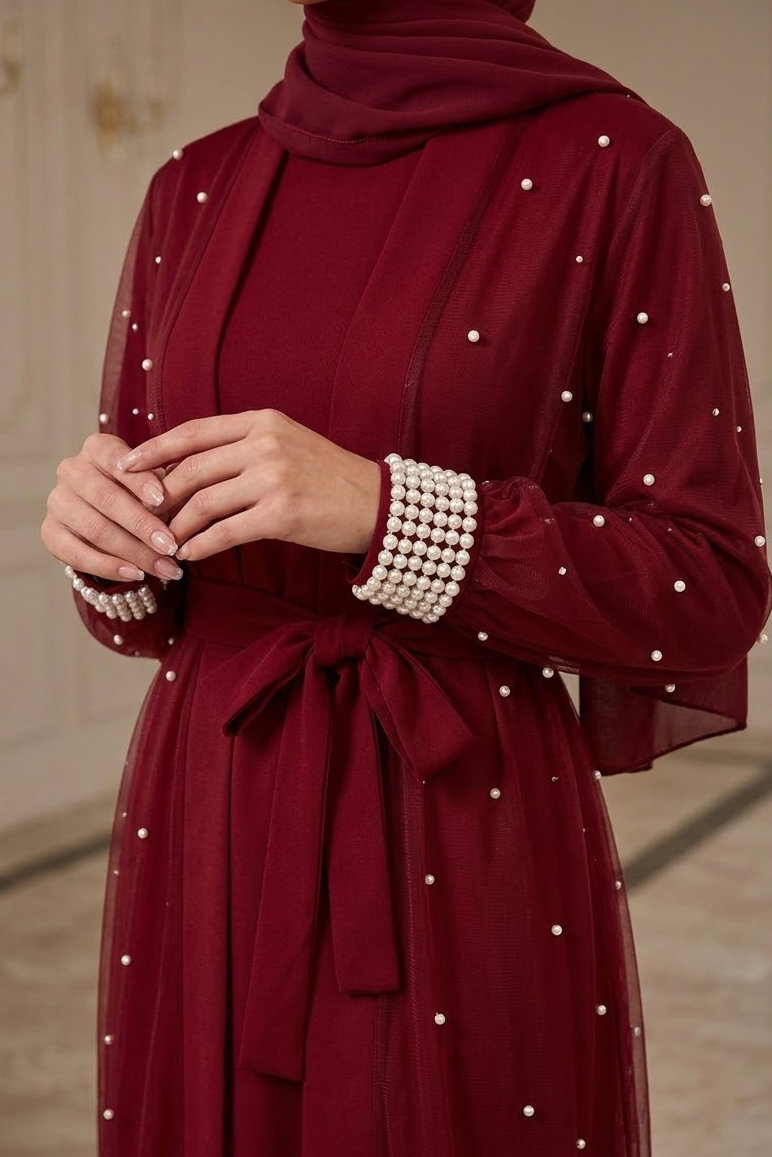 Boncuklu İkili Takım Bordo - 28784-BORDO - 3