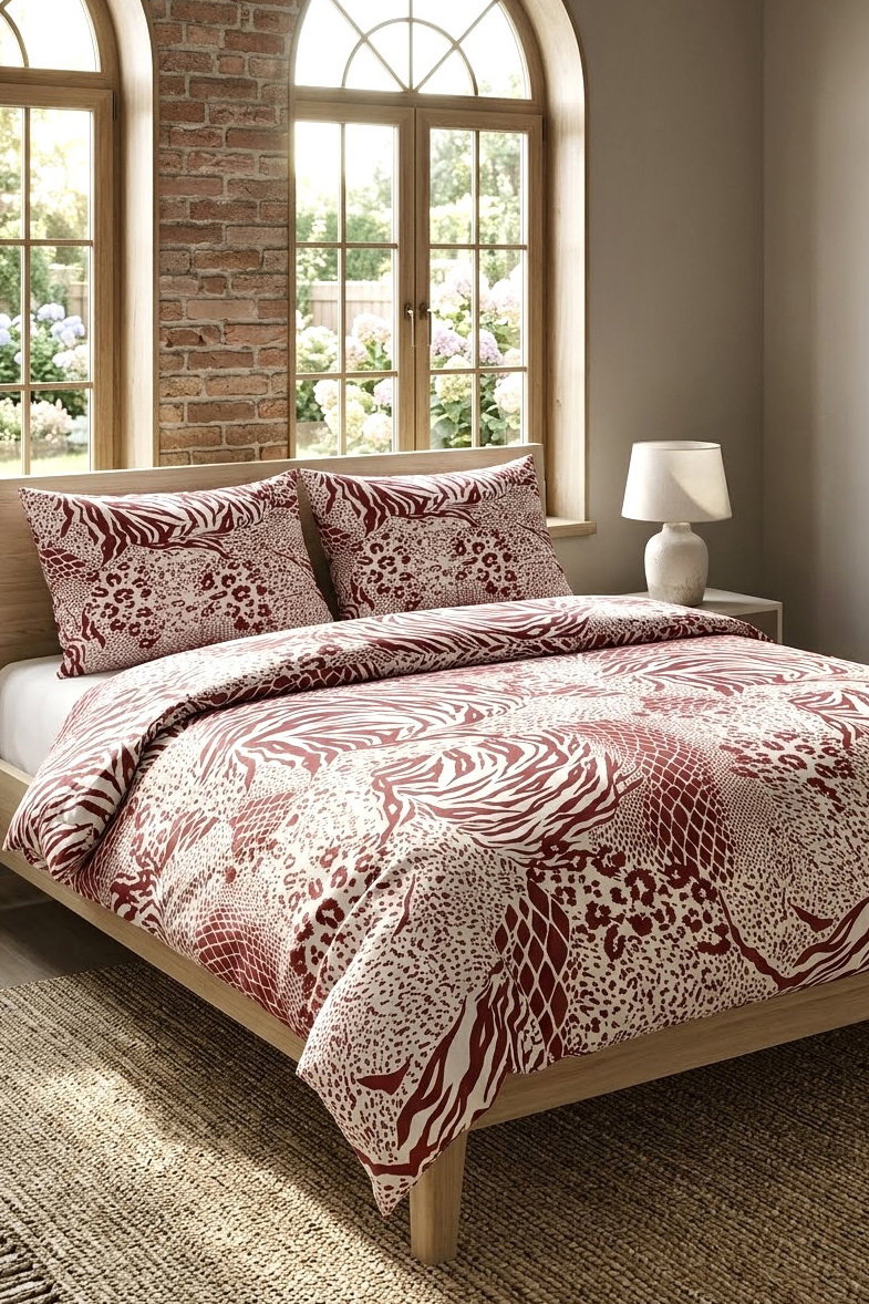 Bordo Desenli Cift Kişilik Nevresim Seti - 28681-BORDO - 1