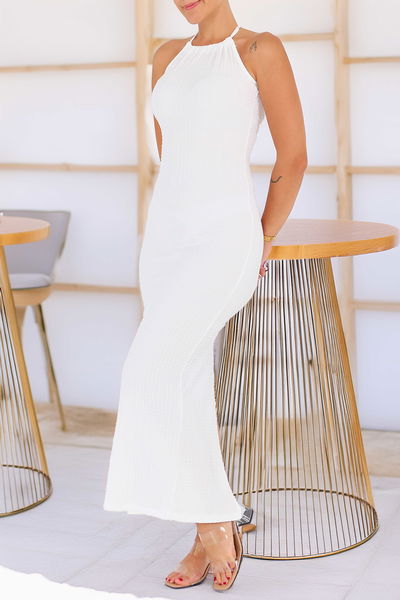 Buffle Askılı Yırtmaçlı Elbise - 27555 