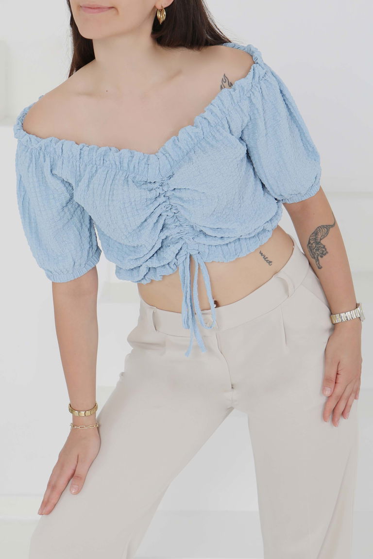 Buffle Büzgülü Crop - 27485 - TOFİSA