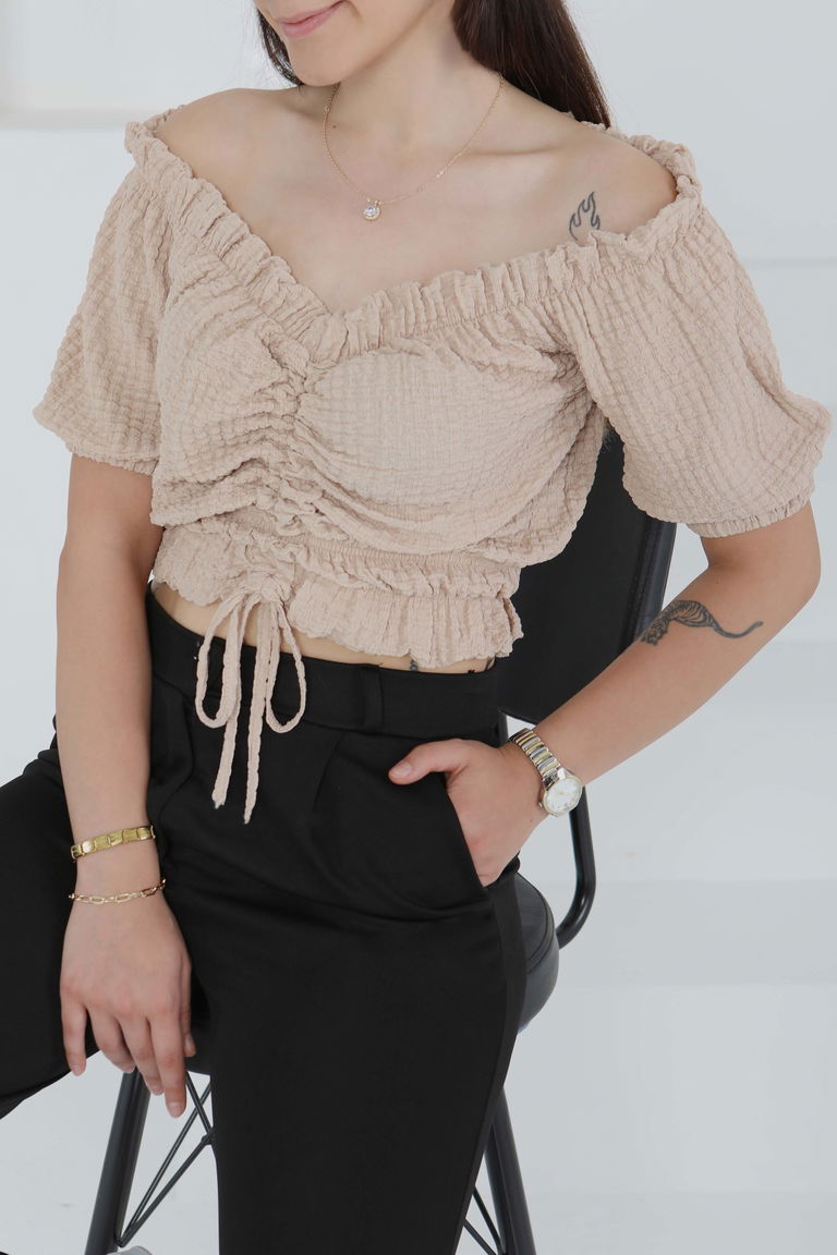 Buffle Büzgülü Crop - 27485 - TOFİSA
