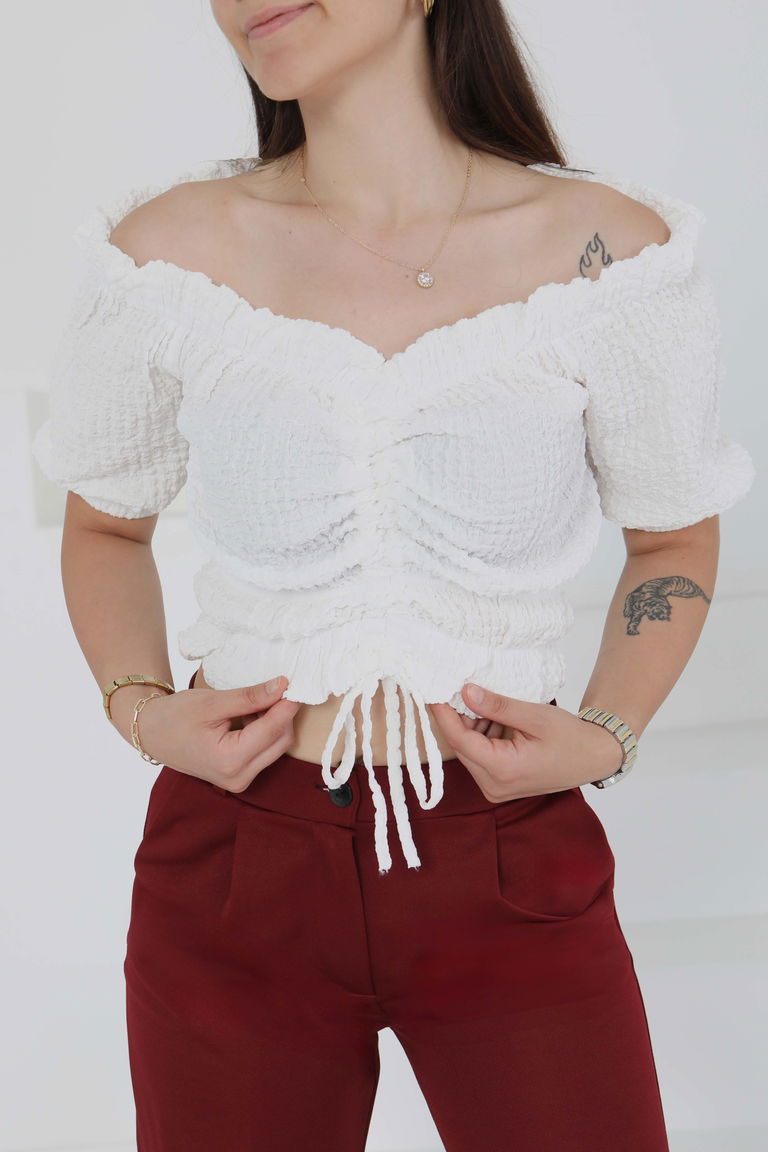 Buffle Büzgülü Crop - 27485 - TOFİSA