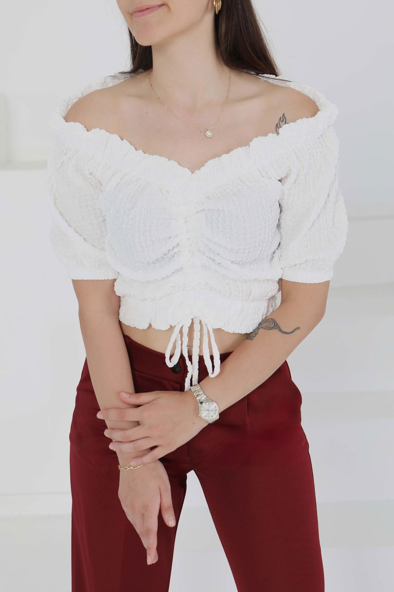 Buffle Büzgülü Crop - 27485 - TOFİSA