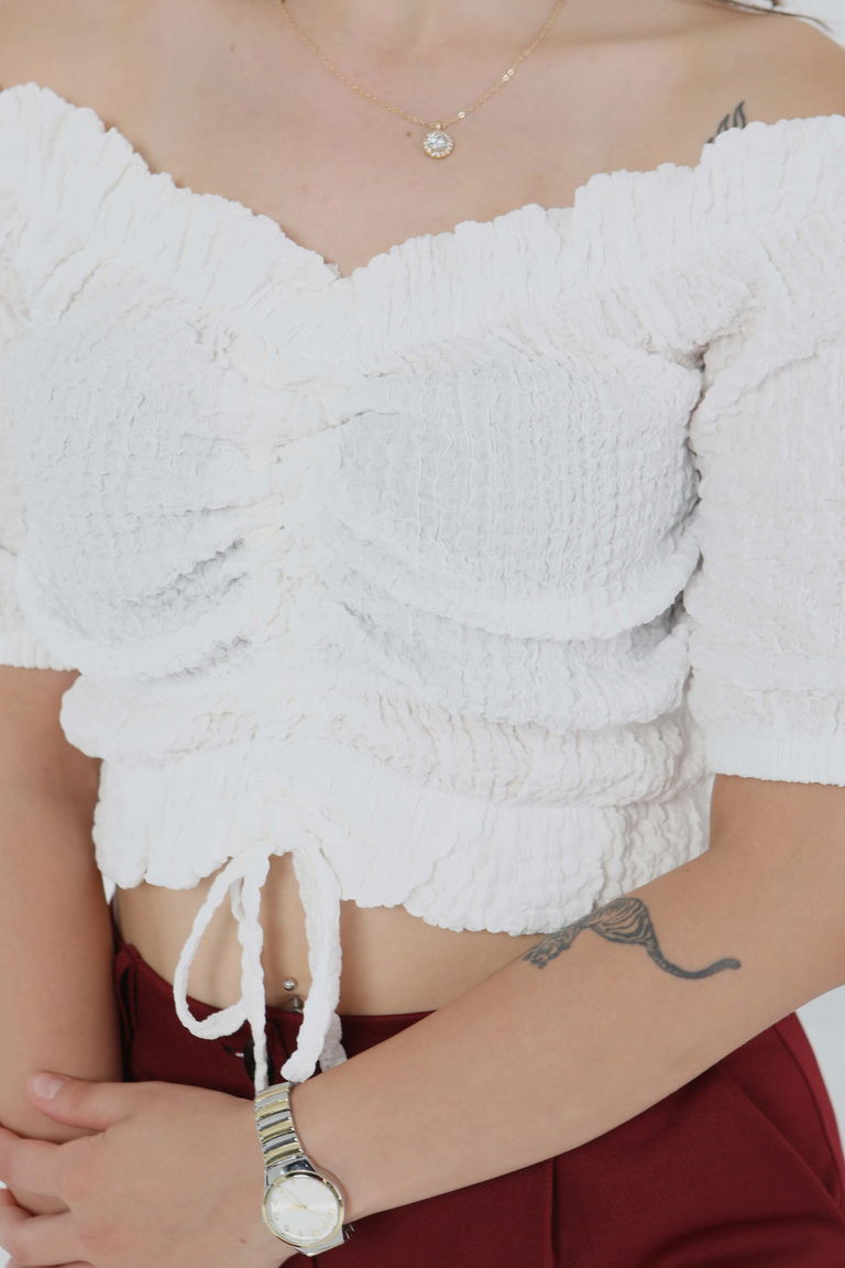 Buffle Büzgülü Crop - 27485 - TOFİSA