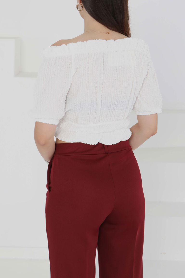 Buffle Büzgülü Crop - 27485 - TOFİSA