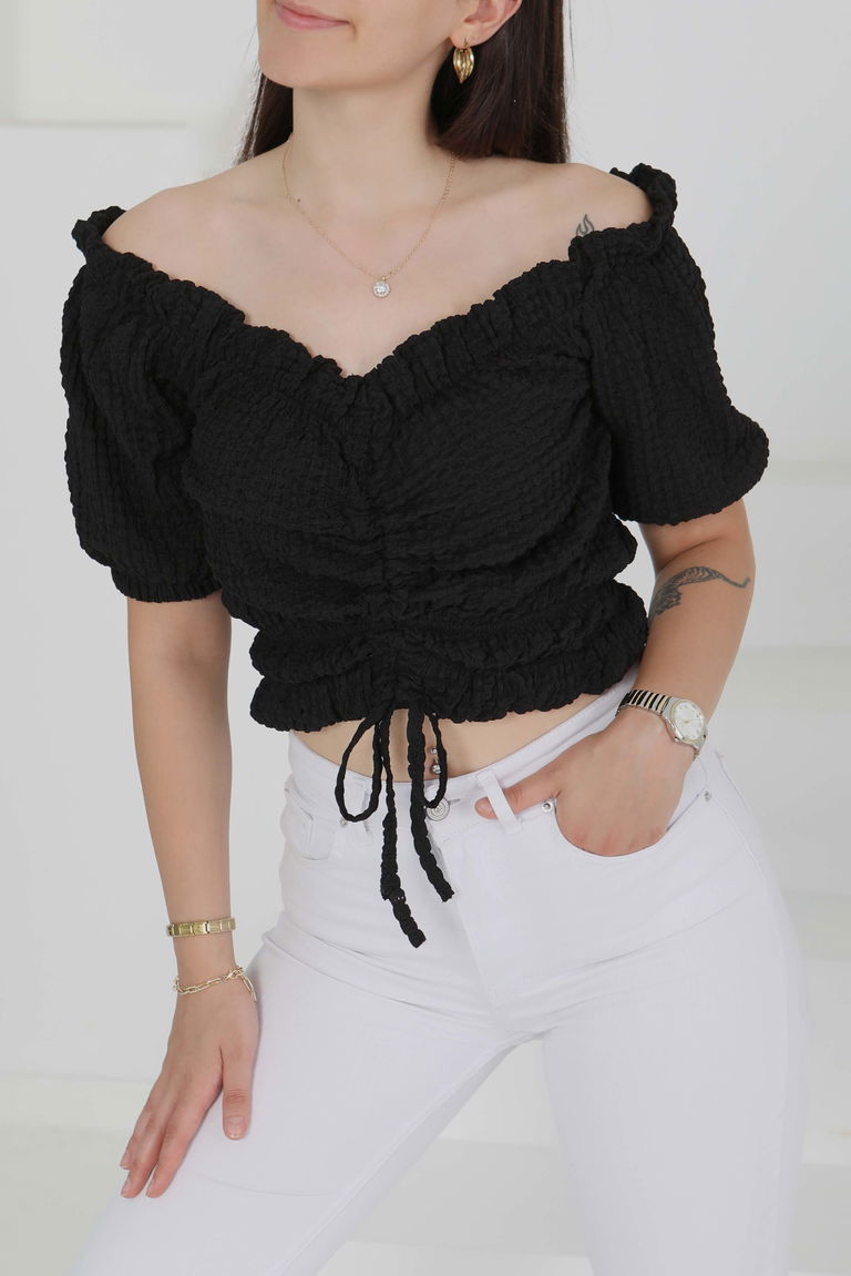 Buffle Büzgülü Crop - 27485 - TOFİSA