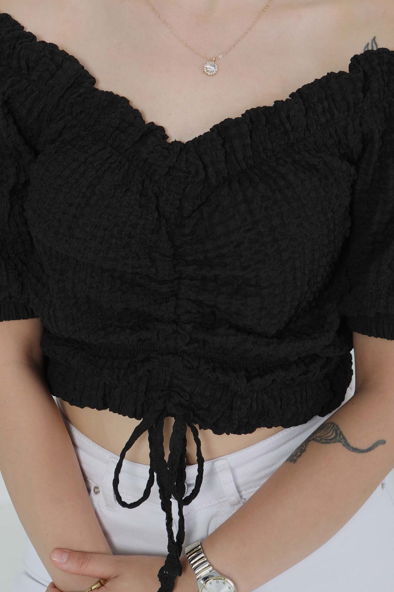 Buffle Büzgülü Crop - 27485 - TOFİSA