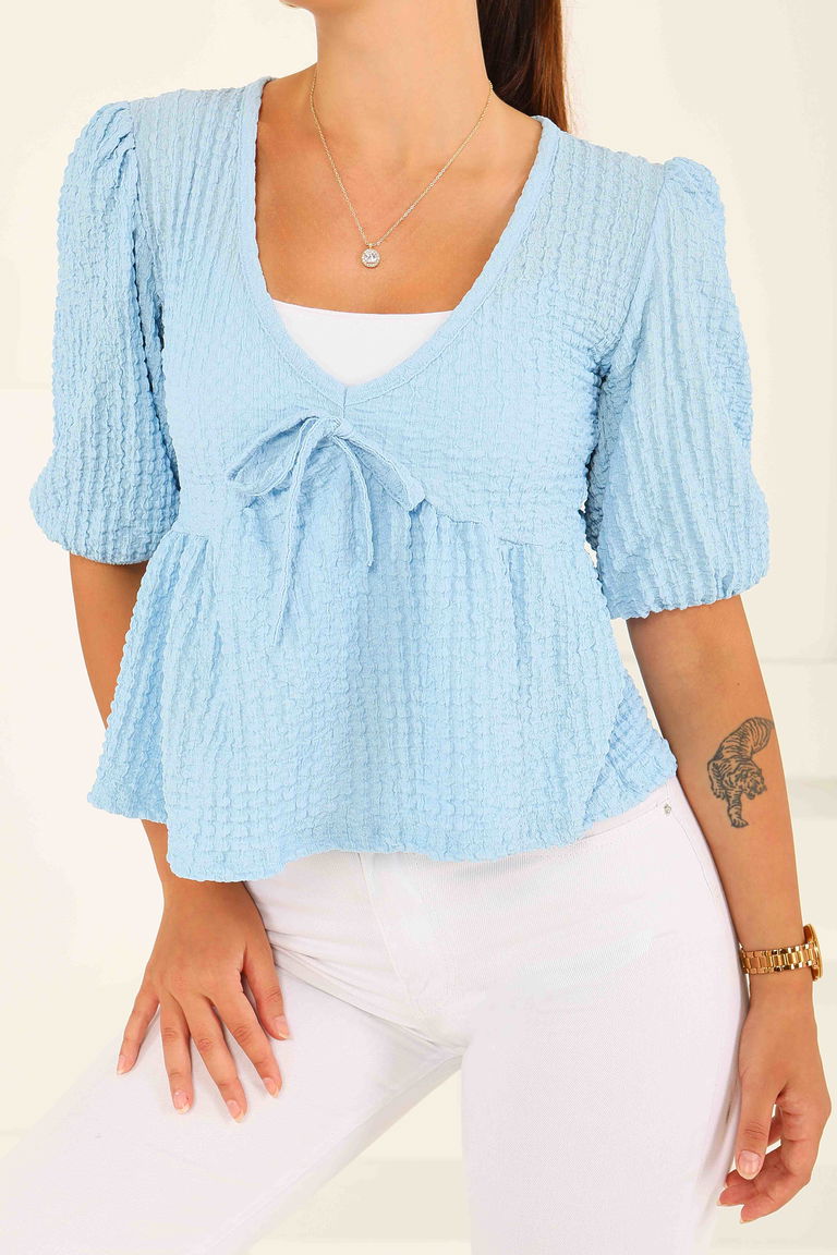 Buffle Kısa Kollu Bluz - 27538 - TOFİSA