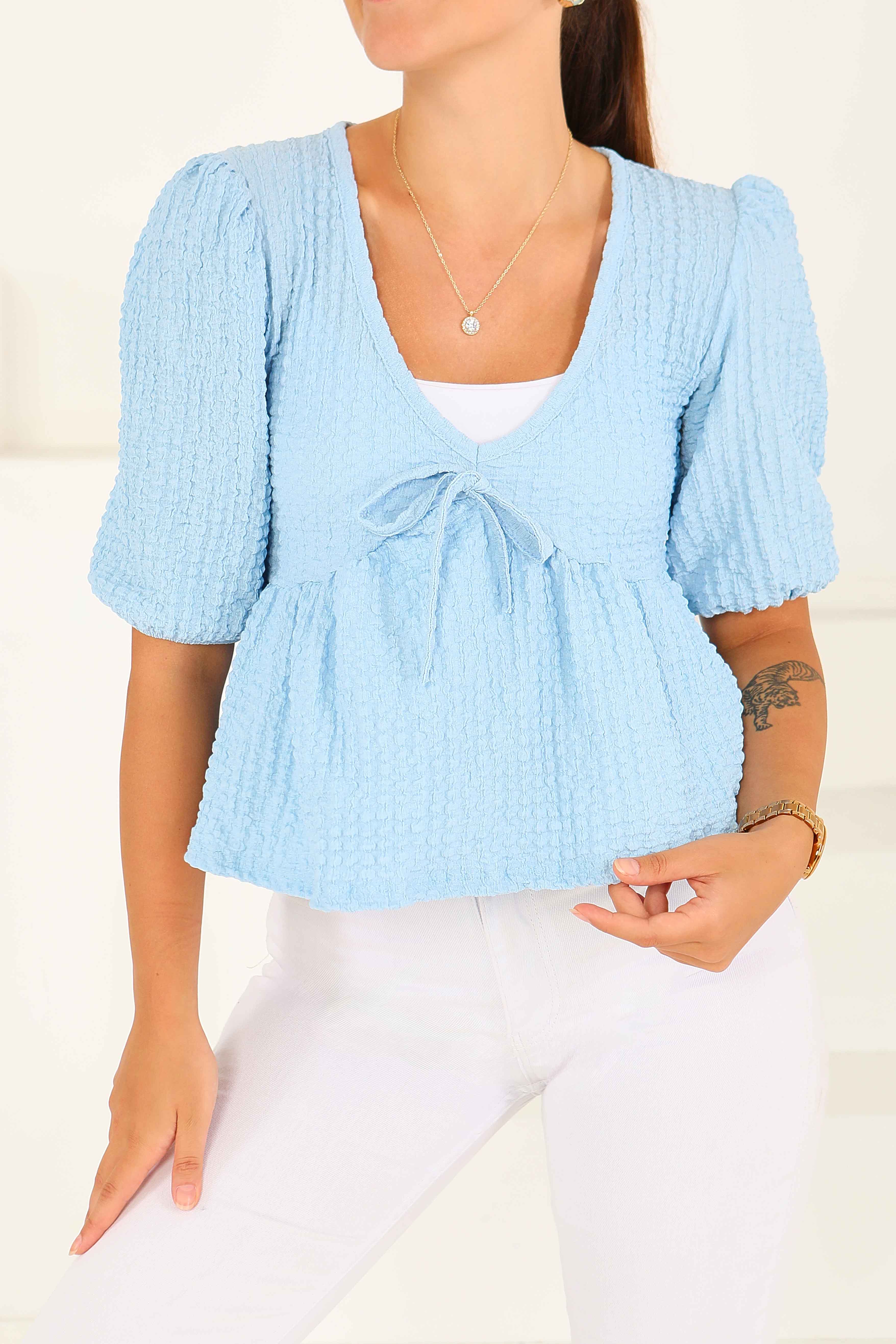 Buffle Kısa Kollu Bluz - 27538 - 2