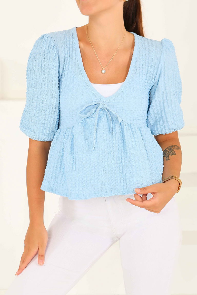 Buffle Kısa Kollu Bluz - 27538 - TOFİSA