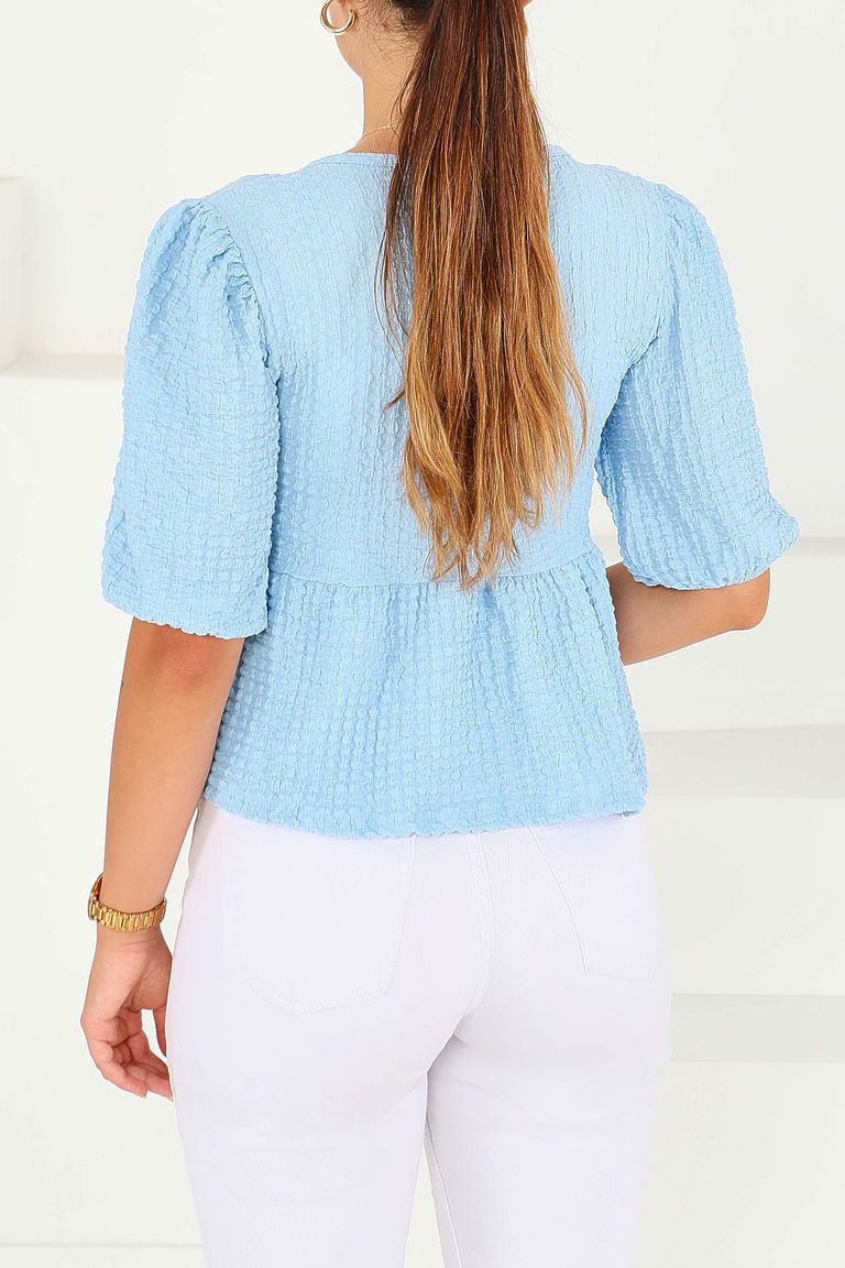 Buffle Kısa Kollu Bluz - 27538 - TOFİSA