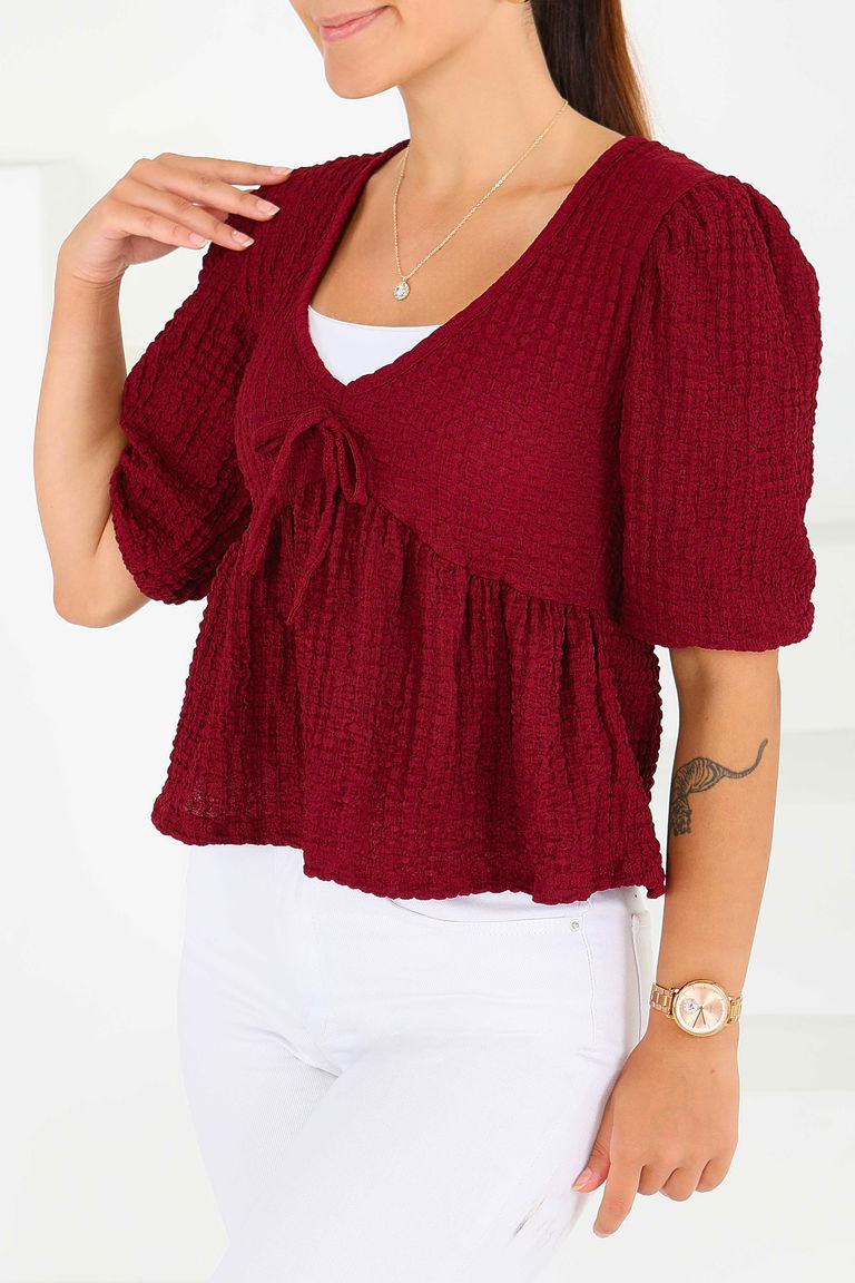 Buffle Kısa Kollu Bluz - 27538 - TOFİSA