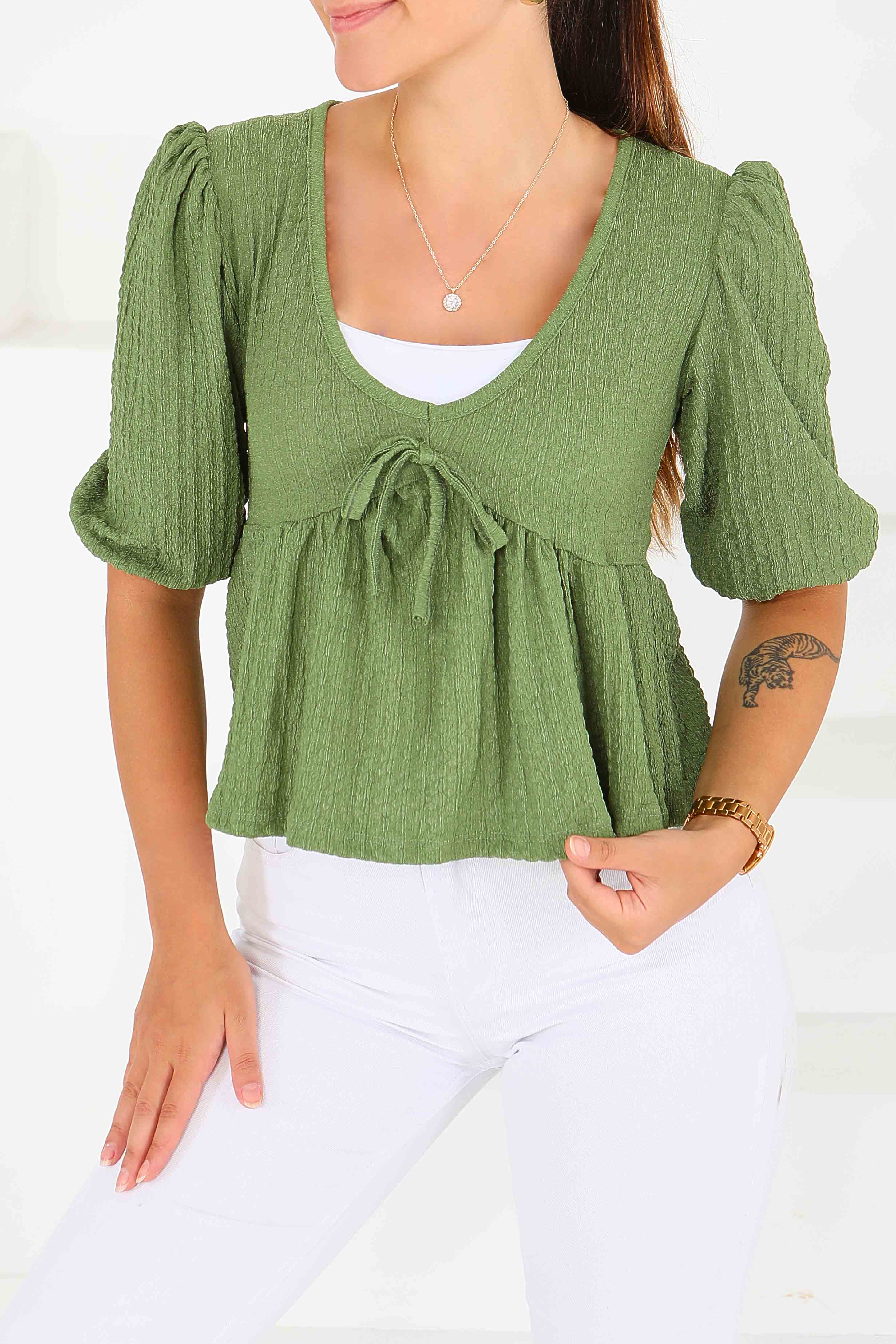 Buffle Kısa Kollu Bluz - 27538 - 2