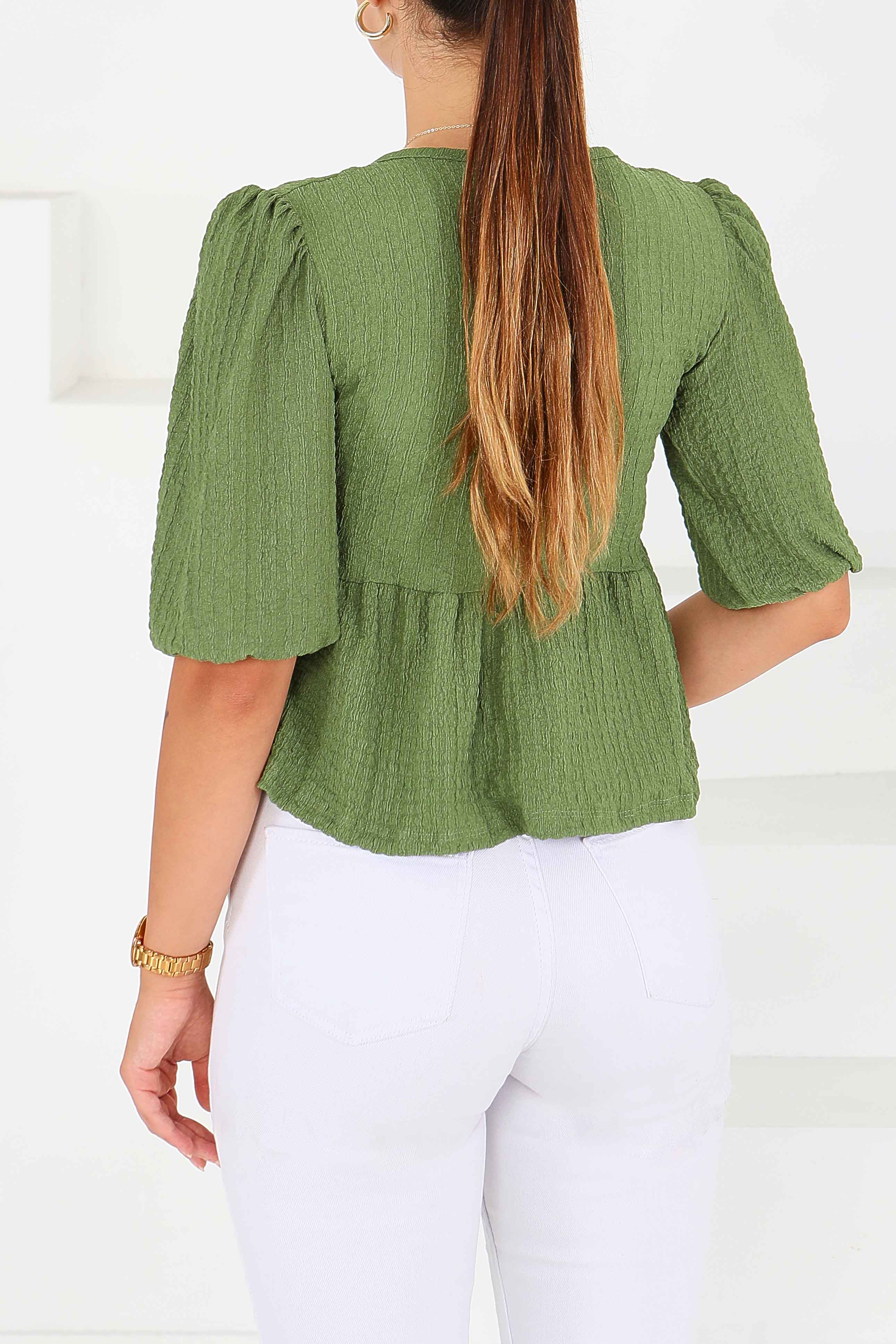 Buffle Kısa Kollu Bluz - 27538 - 4