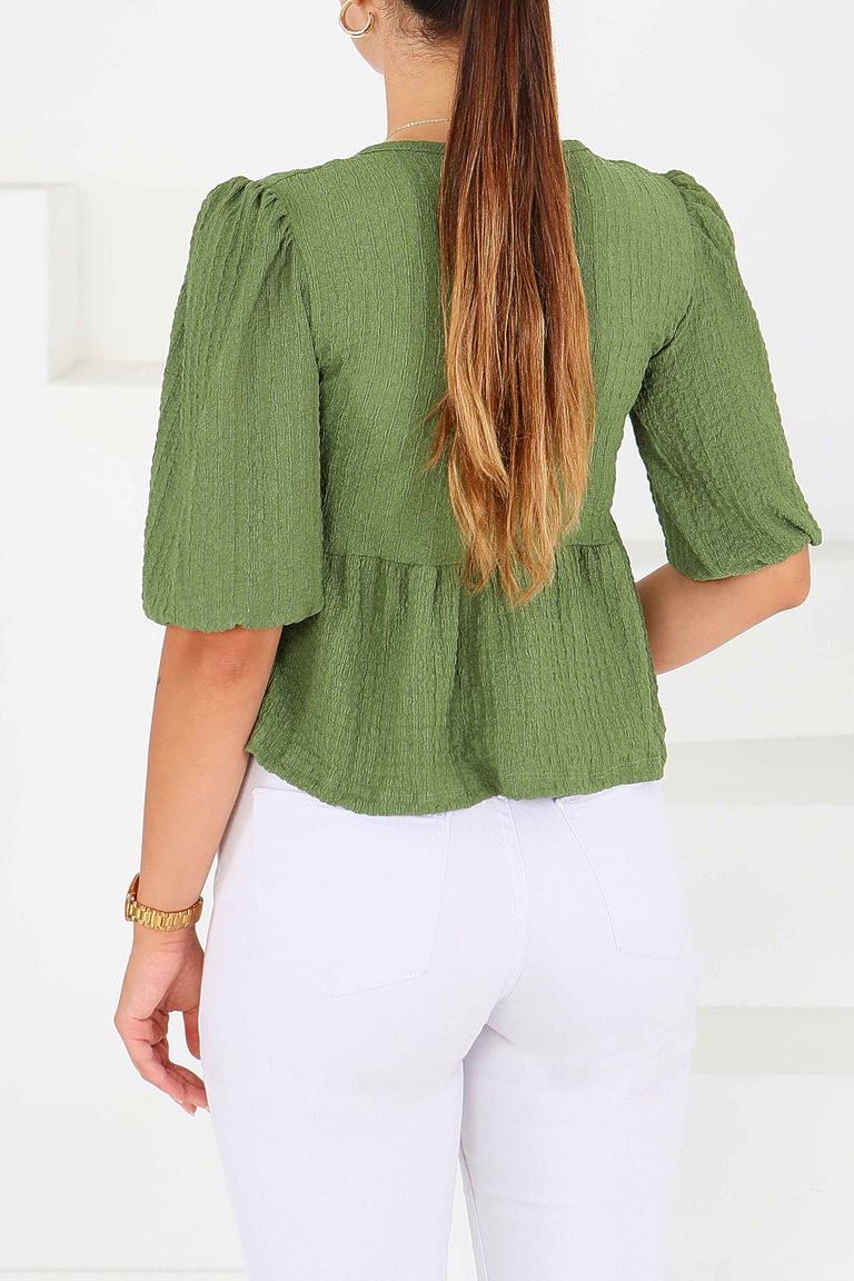 Buffle Kısa Kollu Bluz - 27538 - TOFİSA