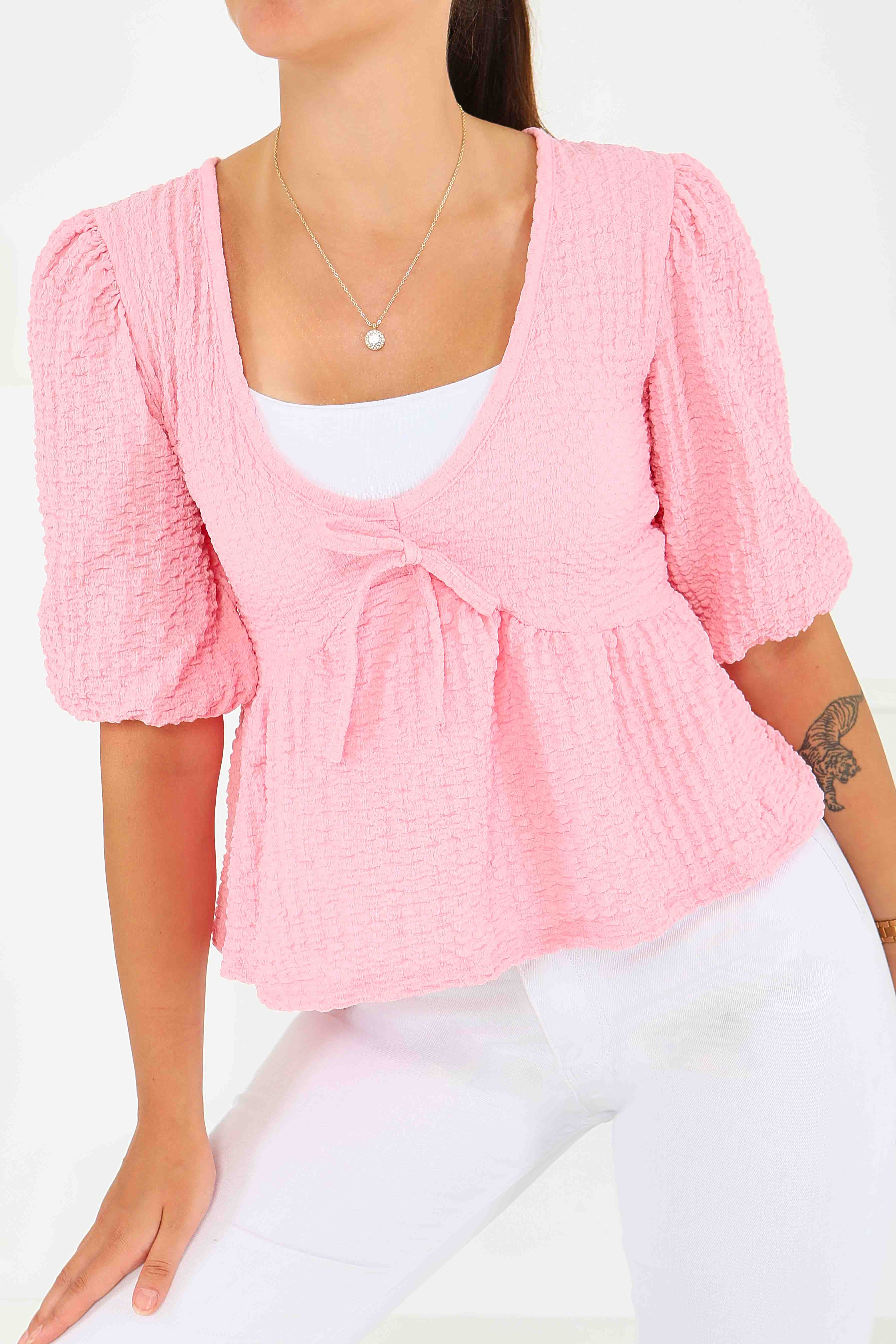 Buffle Kısa Kollu Bluz - 27538 - 1