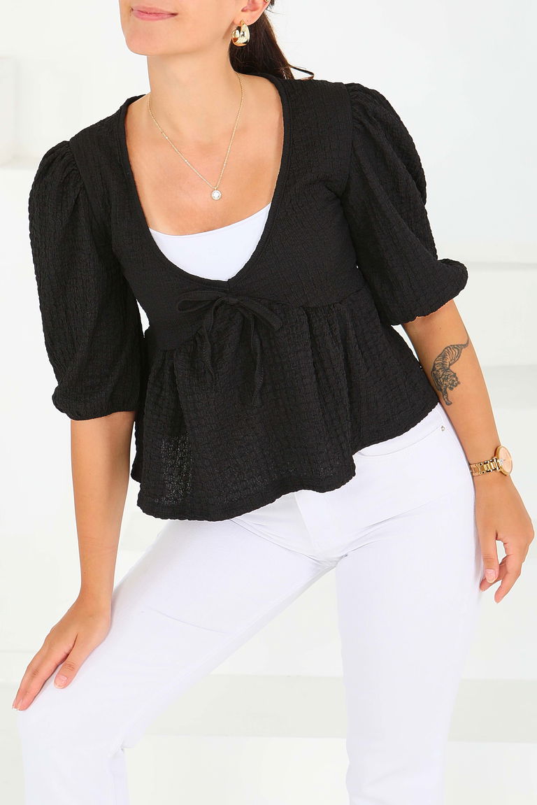 Buffle Kısa Kollu Bluz - 27538 - TOFİSA